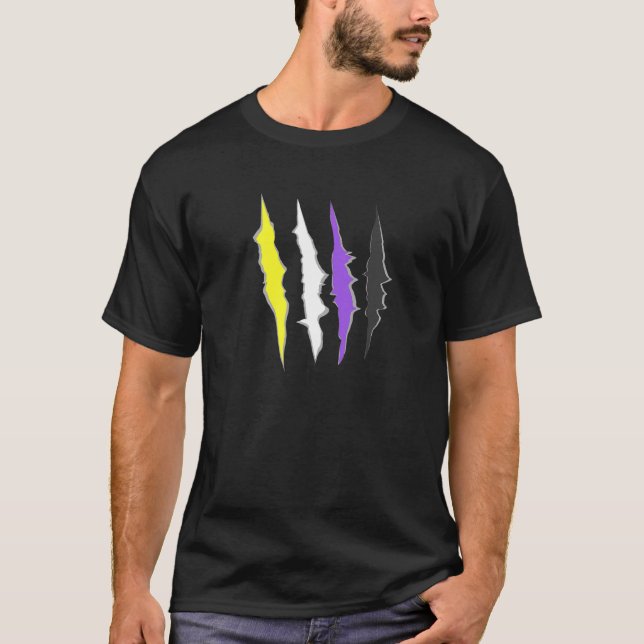 Icke-binär katt  Hbtq Icke-binär Pride Flagga Katt T Shirt (Framsida)