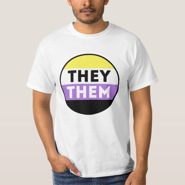 Icke-binär knapp Pronomen - De Dem T Shirt (Framsida)