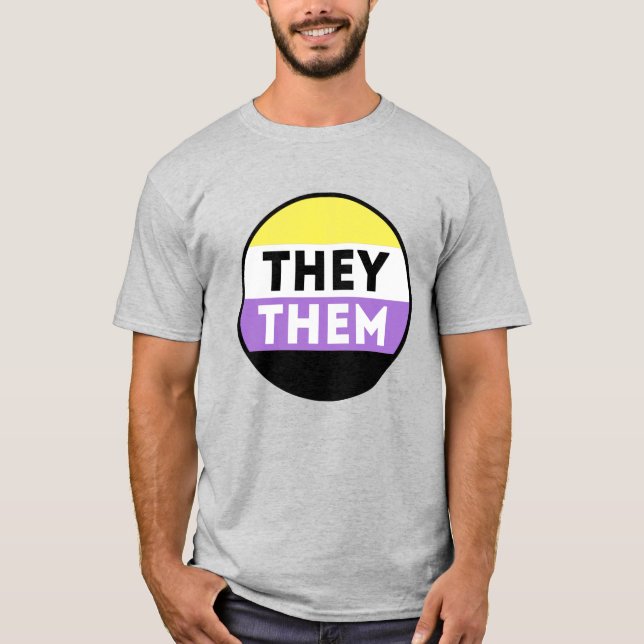 Icke-binär knapp Pronomen - De Dem T Shirt (Framsida)
