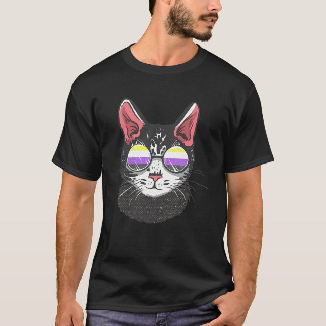 Icke Binär Könsqueer Katt Solglasögon Icke-binär P T Shirt (Framsida)