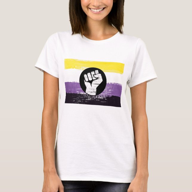 Icke-binär Målad Protestflagga T Shirt (Framsida)