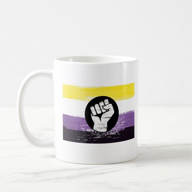 Icke-binär målade protestflagga kaffemugg (Vänster)