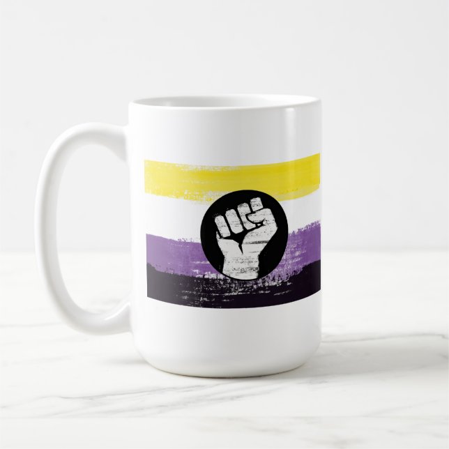 Icke-binär målade protestflagga kaffemugg (Vänster)