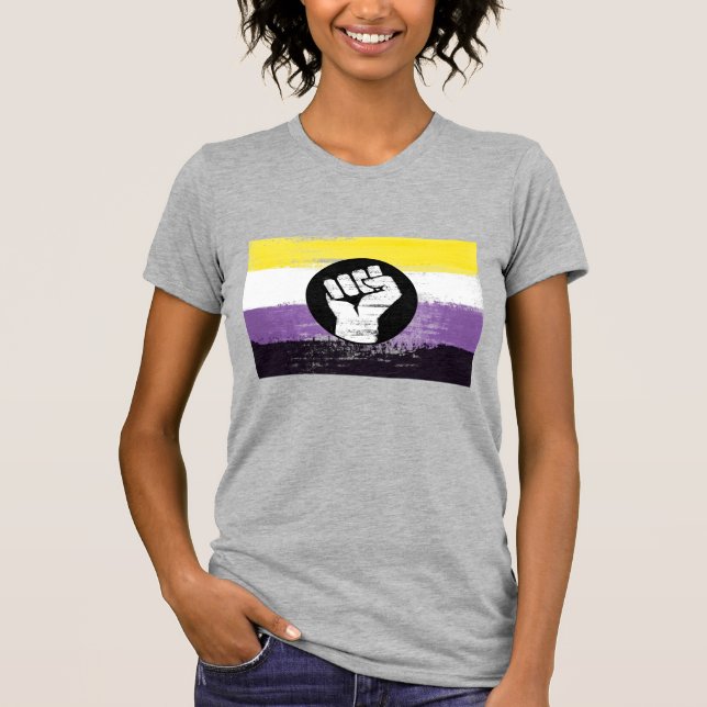 Icke-binär målade protestflagga t shirt (Framsida)