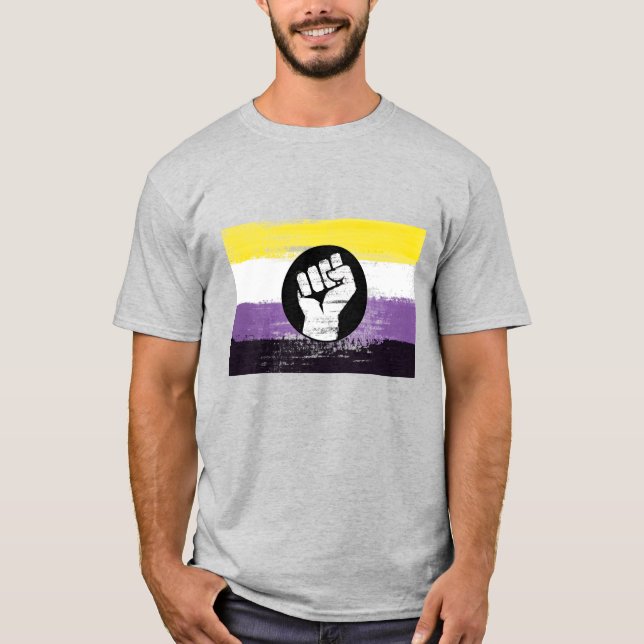 Icke-binär målade protestflagga t shirt (Framsida)