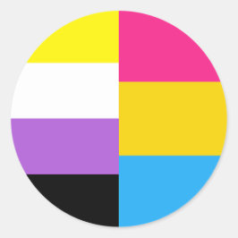 Icke-binär pansexuell dual stolthetsflagga runt klistermärke