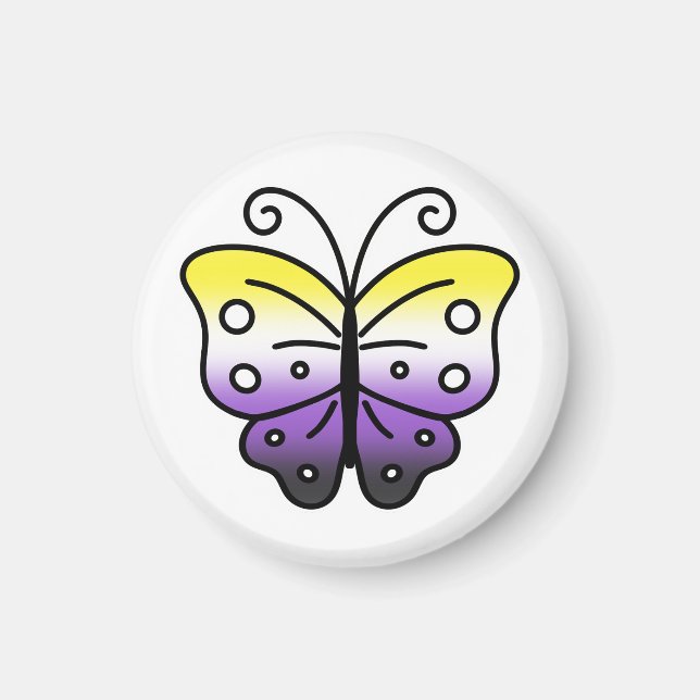 Icke-binär Pride Fjäril Magnet (Framsidan)