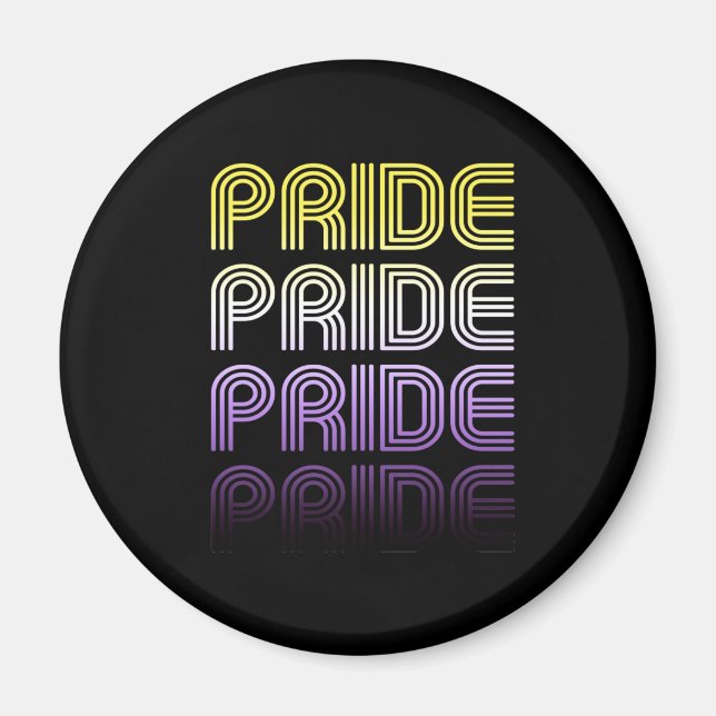 Icke-binär Retro Pride Magnet (Framsidan)