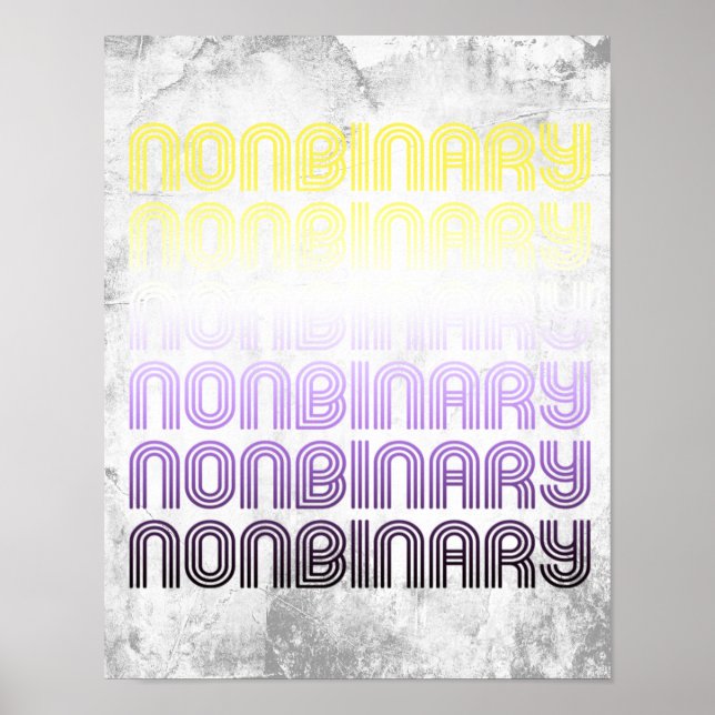 Icke-binär Retro Pride Poster (Framsidan)