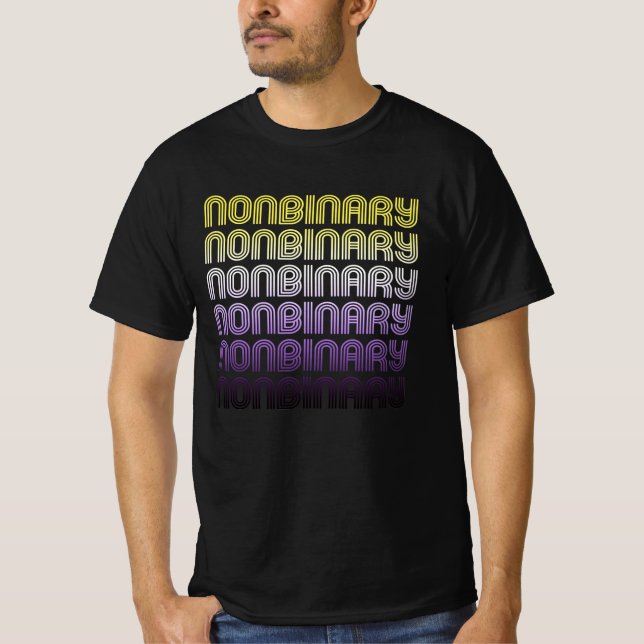 Icke-binär Retro Pride T Shirt (Framsida)