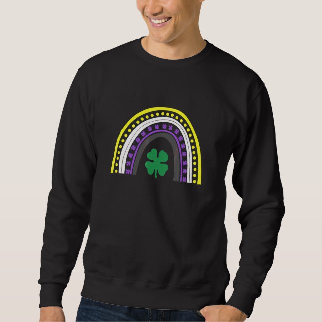 Icke-binär St patrick's day och genderborre Lång Ärmad Tröja (Framsida)