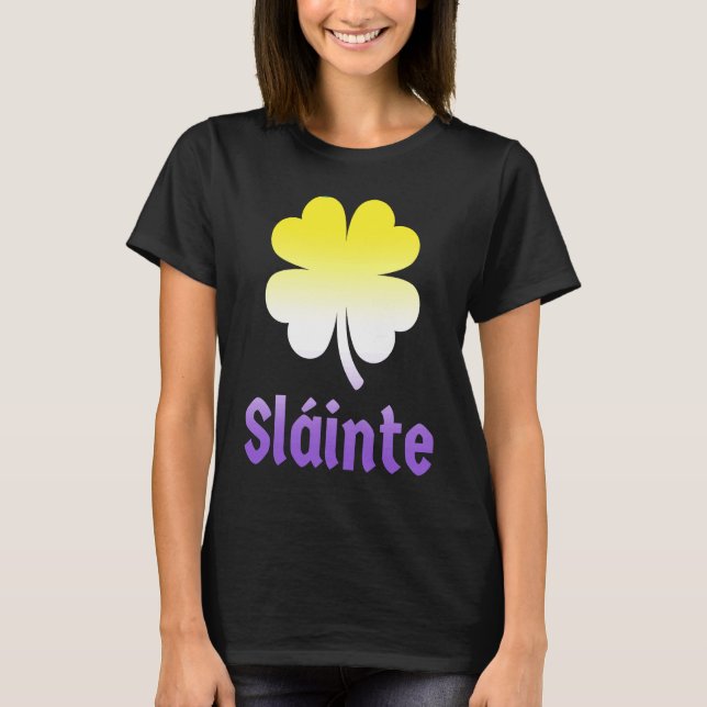 Icke-binär St patrick's day Shamrock LGBTQ Enby NB T Shirt (Framsida)
