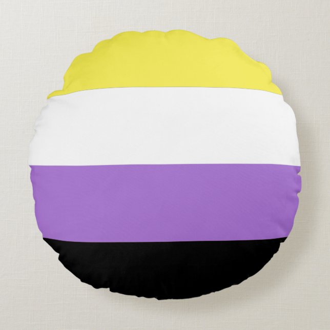 Icke-binär stolthehetsflagga rund kudde (Framsidan)
