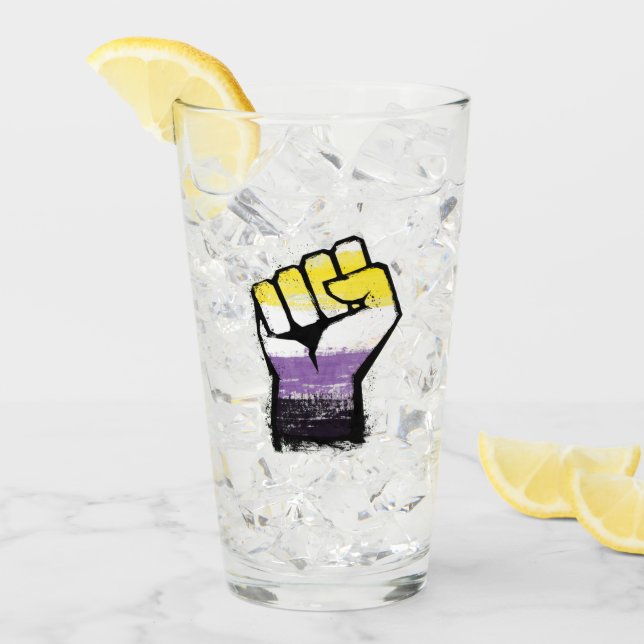 Icke-binär stolthet protest knytnäve glaskopp (Framsida Ice)