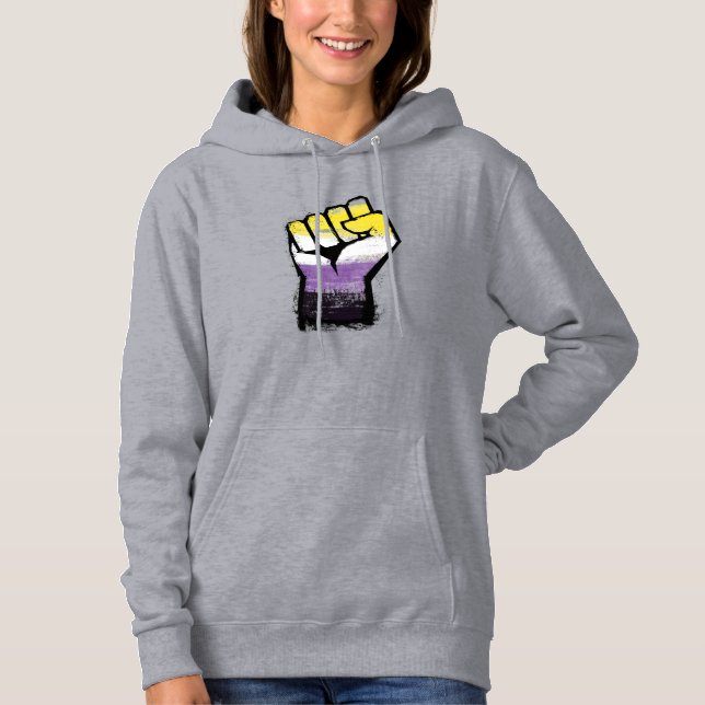 Icke-binär stolthet protest knytnäve t shirt (Framsida)