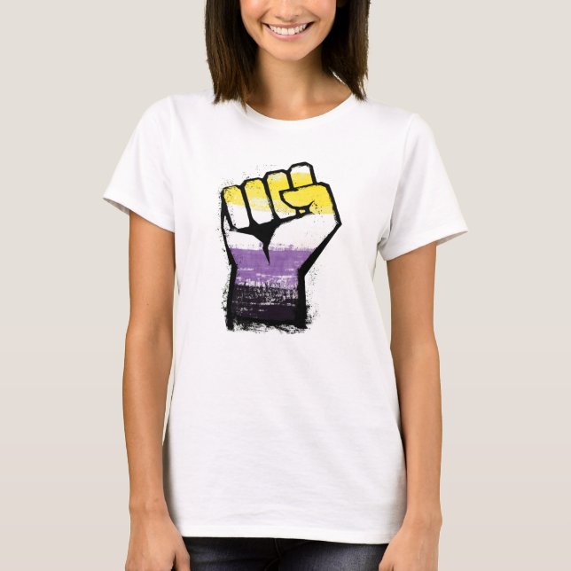 Icke-binär stolthet protest knytnäve t shirt (Framsida)