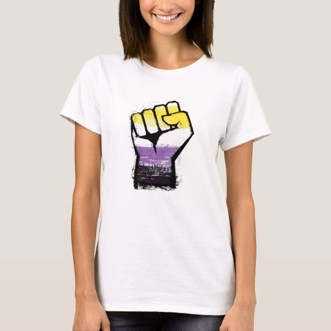 Icke-binär stolthet protestnäve t shirt (Framsida)