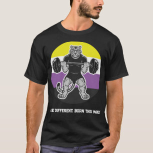 Icke-binär stolthet Tiger Lifter Gymdräkt — Född S T Shirt