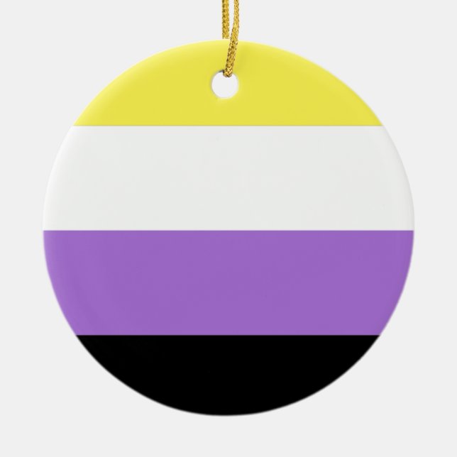 Icke-binär stolthetsflagga julgransprydnad keramik (Framsidan)