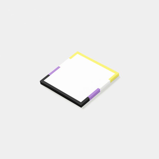 Icke-binär stolthetsflagga post-it block (Vinklad)