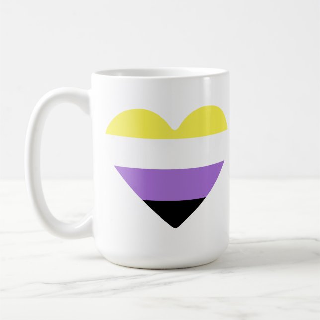 Icke-binär stolthetsflaggas hjärta kaffemugg (Vänster)