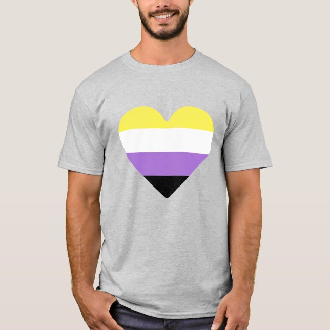 Icke-binär stolthetsflaggas hjärta t shirt (Framsida)