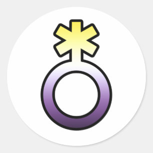Icke-binär symbol runt klistermärke
