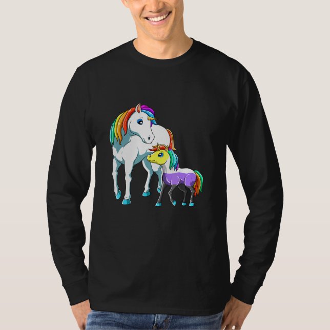 Icke-binär Unicorn-Mamma T Shirt (Framsida)