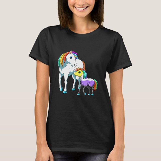 Icke-binär Unicorn-Mamma T Shirt (Framsida)