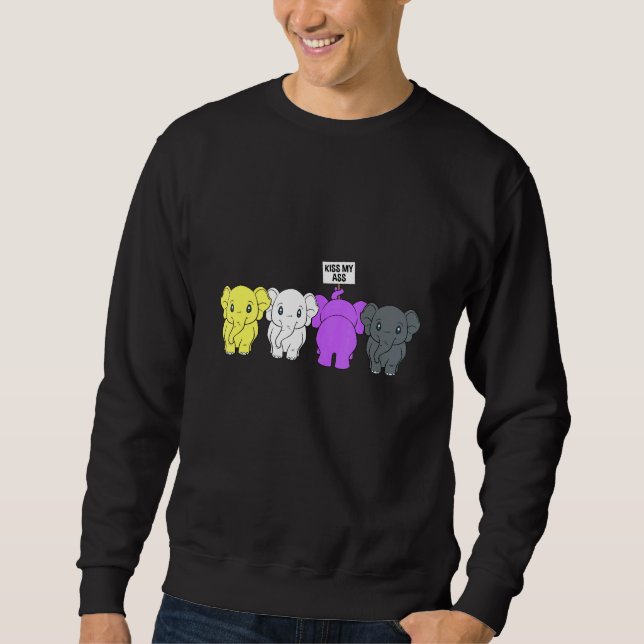 Icke-binära genderqueer Elephants Lång Ärmad Tröja (Framsida)