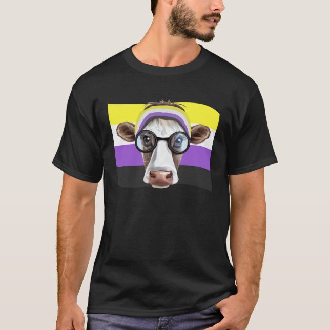 Icke-binära stolthetsflaggans färger & Icke-binär  T Shirt (Framsida)