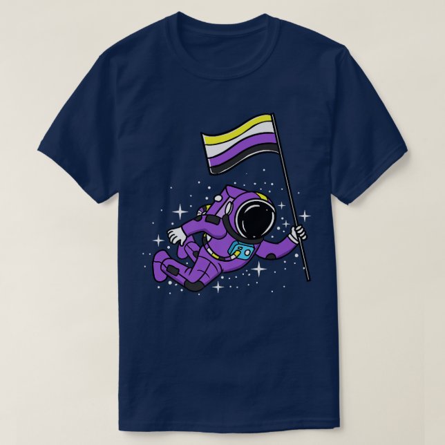 Icke binärt astronaut i rymden Icke binärt Pride T Shirt (Design framsida)