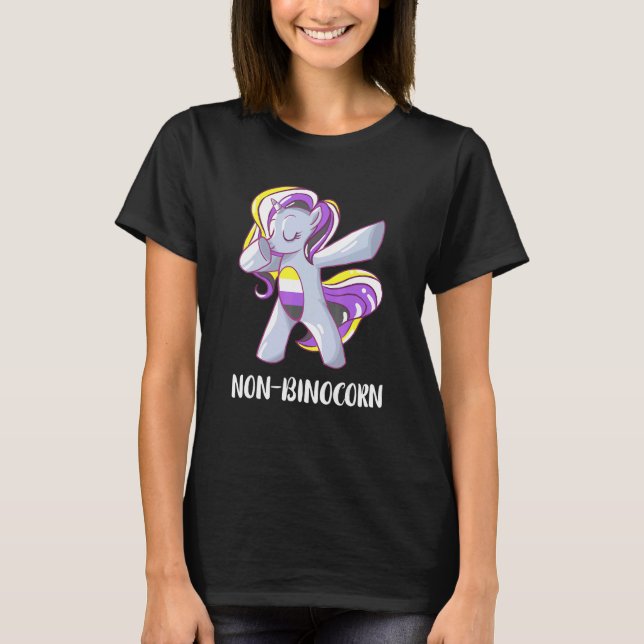 Icke-binärt binärt Pride för hbt-Unicorn (HBT) T Shirt (Framsida)