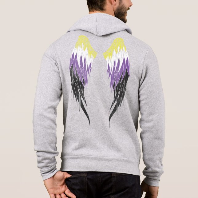 Icke-binärt Flagga - Halo - Vingar T Shirt (Baksida)