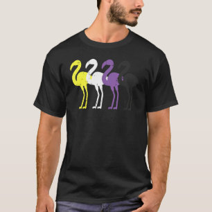 Icke-binärt Flamingo-icke-binärt Enby-Pride Flagga T Shirt