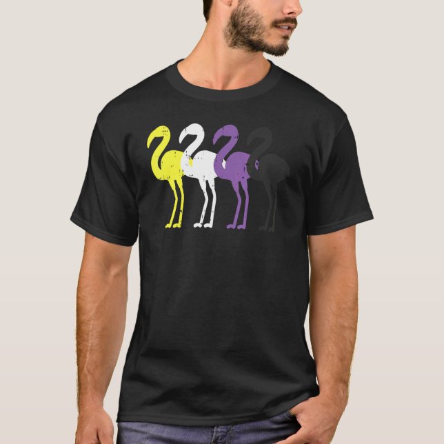 Icke-binärt Flamingo-icke-binärt Enby-Pride Flagga T Shirt (Framsida)