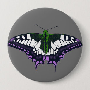 Icke-binärt genderquePride Sallowtail Butterfly Knapp