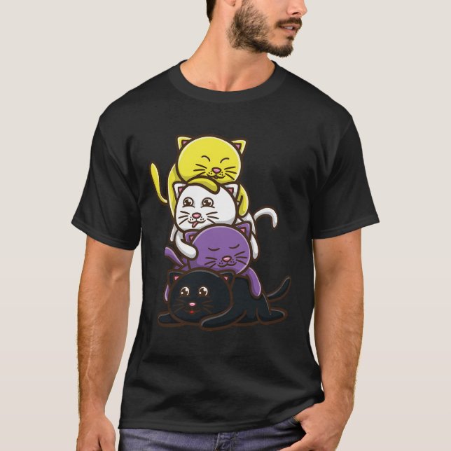 Icke-binärt katt-Pride T Shirt (Framsida)