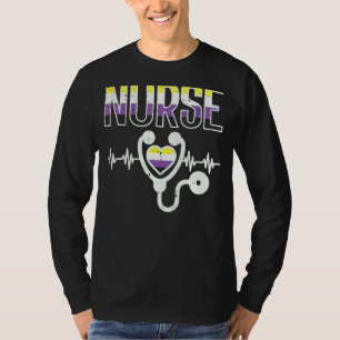 Icke- binärt Nurse Hjärtslag Stethoscope Enby P T Shirt