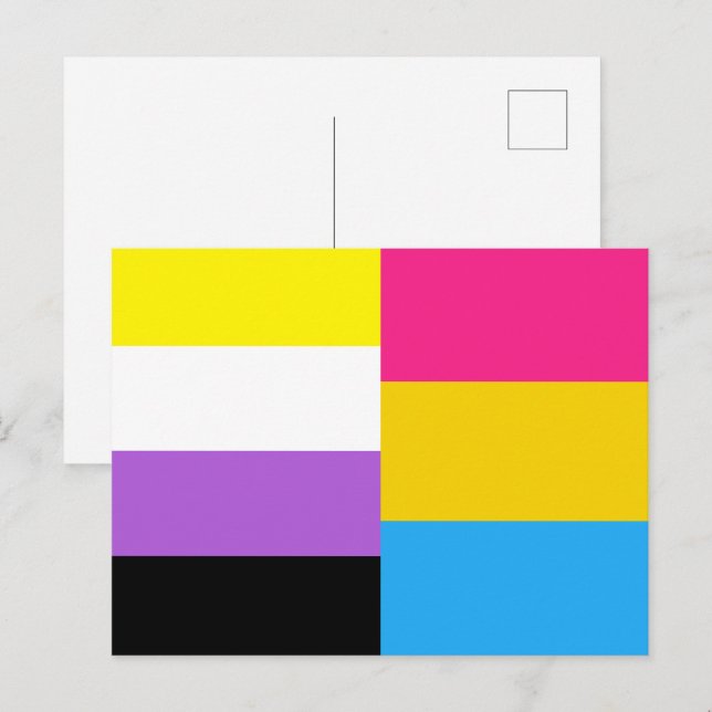 Icke-binärt Pansexual Dual Pride Flagga Vykort (Fram/baksida)