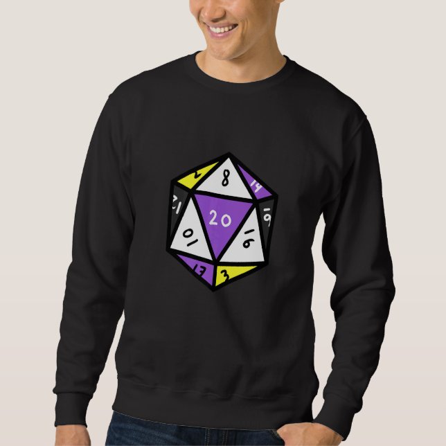 Icke-binärt Pride Dice Nonbinary Lång Ärmad Tröja (Framsida)