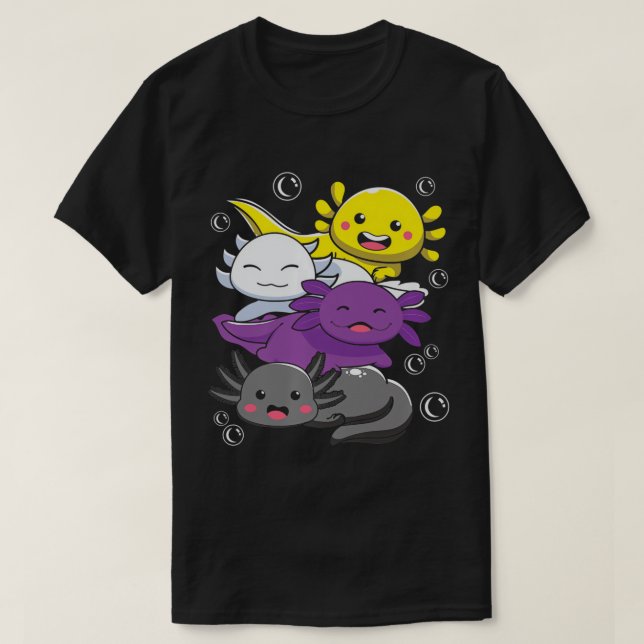 Icke-binärt Pride Flagga Axolotl LGBTQ icke-binär  T Shirt (Design framsida)