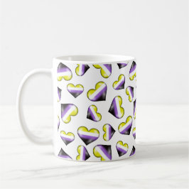 Icke-binärt Pride Flagga Hearts Coffee Mugg