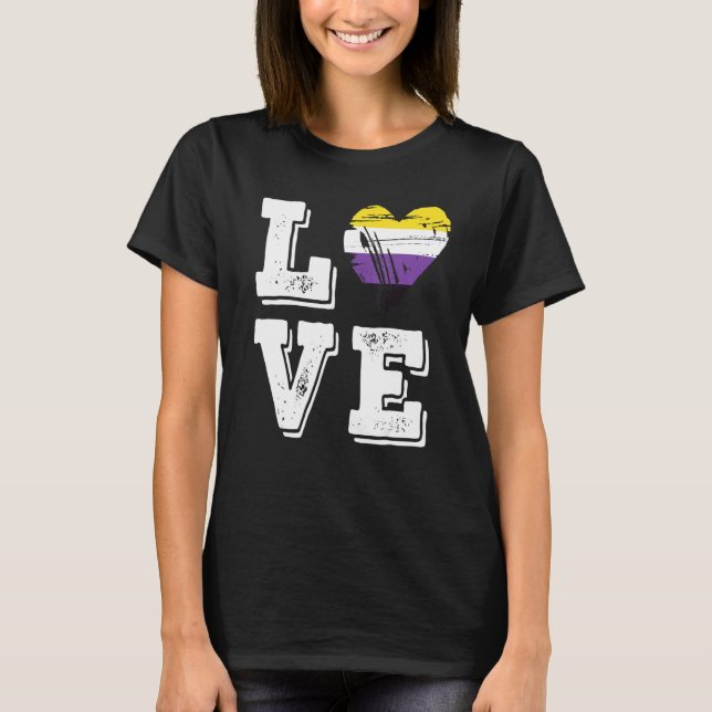 Icke-binärt Pride Flagga Kärlek icke-binärt Flagga T Shirt (Framsida)