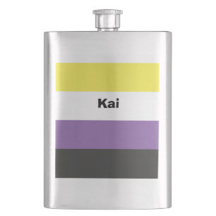 Icke-binärt Pride Flagga Namn eller Monogram Fickplunta