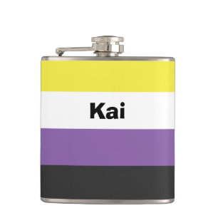 Icke-binärt Pride Flagga Namn eller Monogram Fickplunta