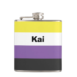 Icke-binärt Pride Flagga Namn eller Monogram Fickplunta