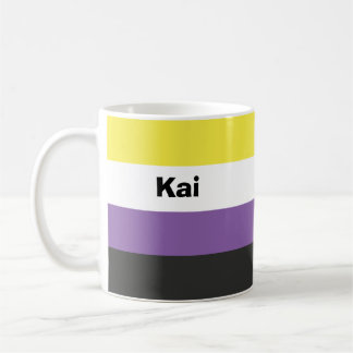 Icke-binärt Pride Flagga Namn eller Monogram Kaffemugg