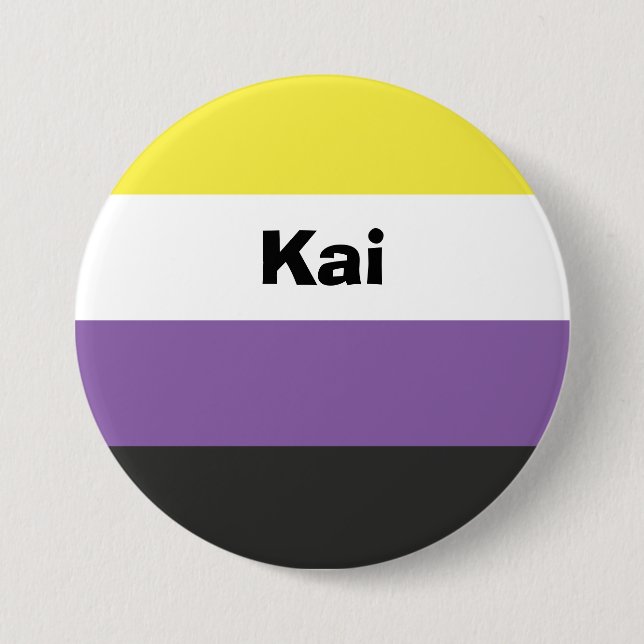 Icke-binärt Pride Flagga Namn eller Monogram Knapp (Framsida)
