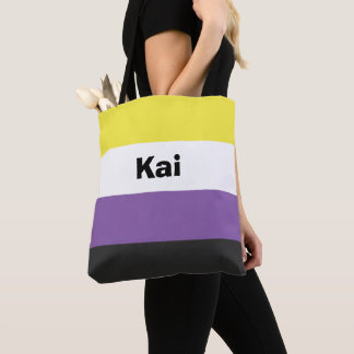 Icke-binärt Pride Flagga Namn eller Monogram Tygkasse